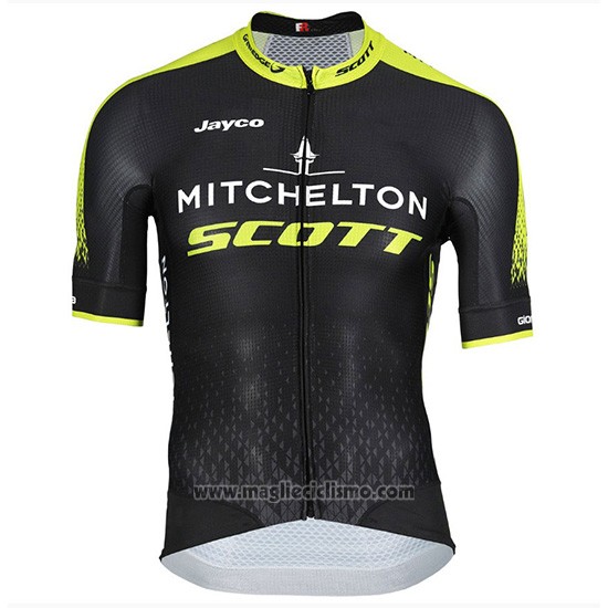 2018 Abbigliamento Ciclismo Mitchelton Scott Nero Manica Corta e Salopette